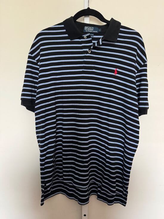 Polo Ralph Lauren Other - POLO Ralph Lauren Navy & White Striped Short Sleeve Polo Red Pony logo L S-01